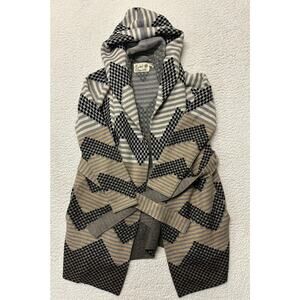 Anthropologie Field & Flower Chevron Patterned Hooded Sweater Wool Blend Size XS